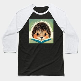 Cute Hedgehog Reading a Book. Baseball T-Shirt